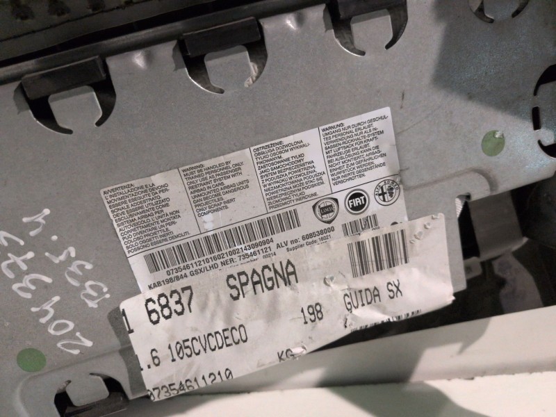 Recambio de airbag delantero derecho para fiat ii bravo (198) 198a3000 referencia OEM IAM 07354611210  