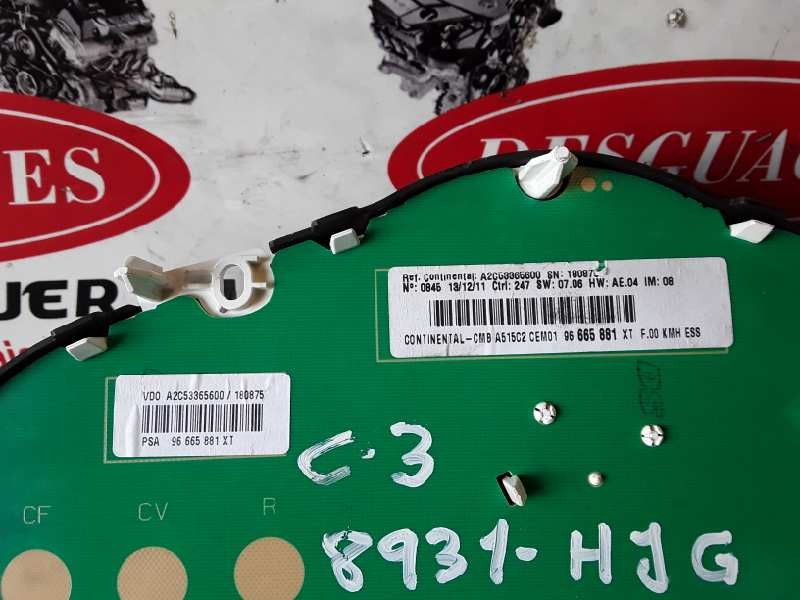 Recambio de cuadro instrumentos para citroen c3 kft referencia OEM IAM A2C53365600 / 96665881XT  