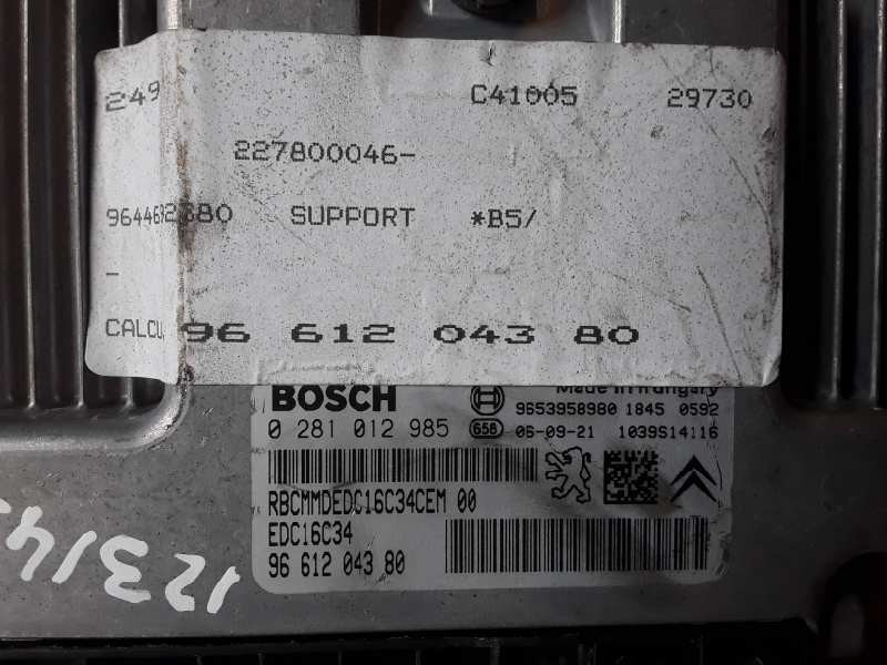 Recambio de centralita motor uce para citroen c4 berlina 9hy (dv6ted4) referencia OEM IAM 0281012985/EDC16C34/9661204380  