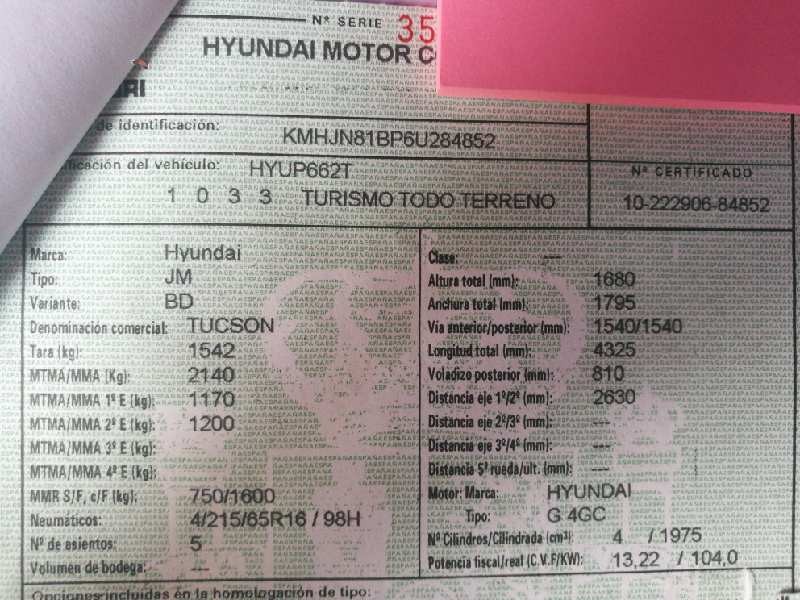 hyundai tucson (jm) del año 2005