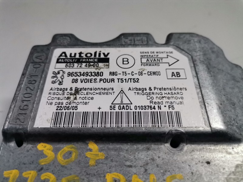 Recambio de centralita airbag para peugeot 307 (s1)(04.2001) 9hy referencia OEM IAM 603724900/9653493380  