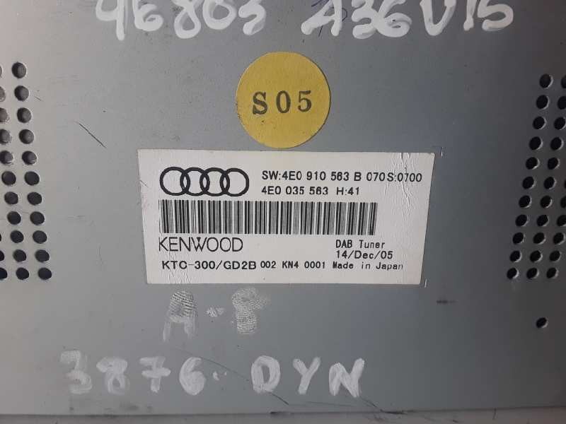 Recambio de sistema audio / radio cd para audi a8 (4e) bht referencia OEM IAM 4E0910563B/4E0035563  