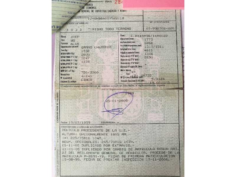 jeep grand cherokee (wj/wg) del año 1999
