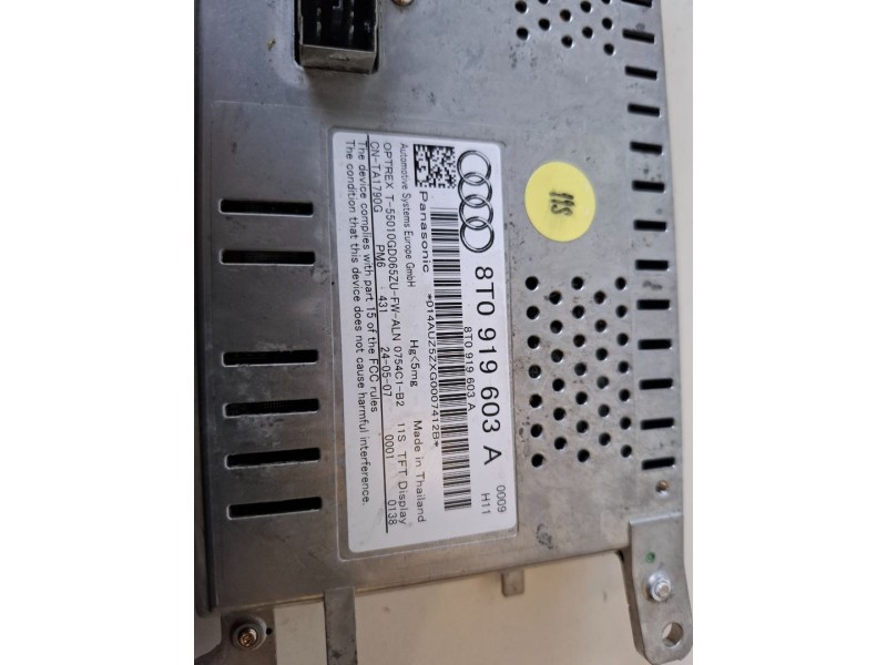 Recambio de pantalla multifuncion para audi a5 coupe (8t) cam referencia OEM IAM 8T0919603A  