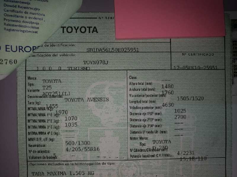 toyota avensis berlina (t25) del año 2006