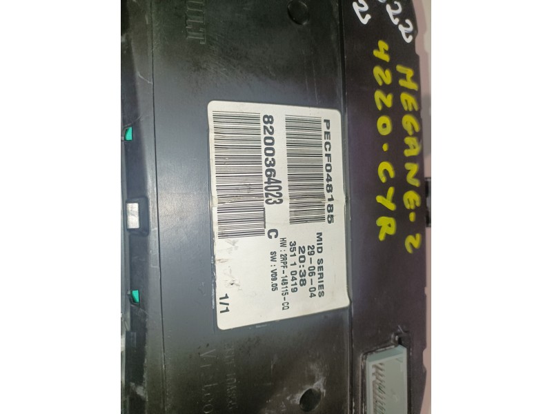 Recambio de cuadro instrumentos para renault megane ii berlina 5p k4m760 referencia OEM IAM 8200364023C  