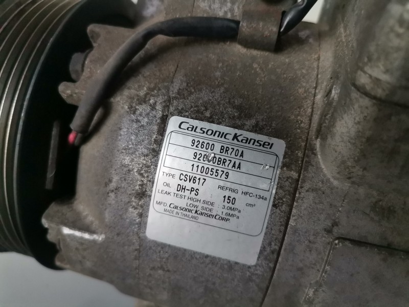 Recambio de compresor aire acondicionado para nissan qashqai (j10) m9r856 referencia OEM IAM 92600BR70A  