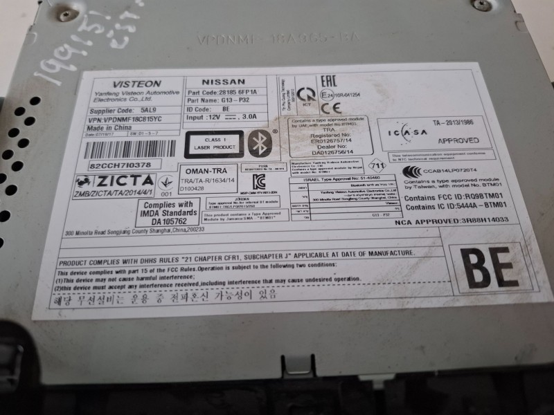 Recambio de sistema audio / radio cd para nissan x-trail (t32) r9m414 referencia OEM IAM 281856FP1A  