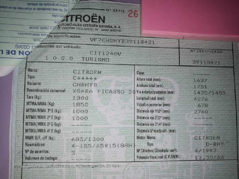 citroen xsara picasso del año 2002